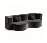 Kchsdool Sofá Cama Plegable, sofá de Suelo de Chenilla, sofá Cama Convertible, sofá comprimido Tipo Relax para Sala de Estar, Dormitorio o habitación de Invitados(Negro,150CM)