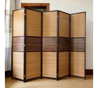 KCIOQLS Separador de Entrada, Biombo Móvil con Base | Marco de Madera Maciza, Bambú Tejido, Bisagras Ajustables, Panel 50cm/19.7in(5 Panels,170cm/66.9in)