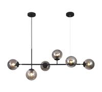 KCO Lighting Lampara Colgante Negra Cristal Ahumado Con 6 Luces, Lampara Colgante Isla Cocina Negra Con Bolas de Cristal para Salon, Comedor,