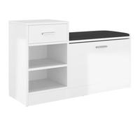 KDACVBMG - Armario para zapatos (94,5 x 31 x 57 cm), color blanco | Asiento de piel sintética, aglomerado duradero, banco de almacenamiento para entrada