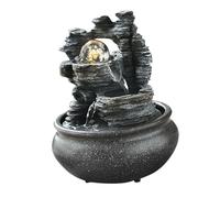 Kdjuope Fuente de Mesa con Cascada de Interior, Esfera Giratoria, Adorno Decorativo de Resina, Paisaje Acuático, Adecuada para Dormitorio, Sala de Estar, estilo G