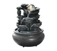 Kdjuope Fuente de Mesa con Cascada de Interior, Esfera Giratoria, Adorno Decorativo de Resina, Paisaje Acuático, Adecuada para Dormitorio, Sala de Estar, estilo F