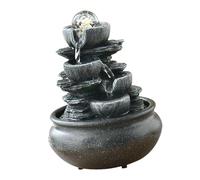 Kdjuope Fuente de Mesa con Cascada de Interior, Esfera Giratoria, Adorno Decorativo de Resina, Paisaje Acuático, Adecuada para Dormitorio, Sala de Estar, estilo b
