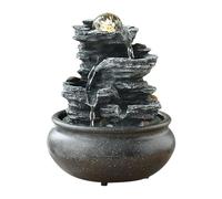 Kdjuope Fuente de Mesa con Cascada de Interior, Esfera Giratoria, Adorno Decorativo de Resina, Paisaje Acuático, Adecuada para Dormitorio, Sala de Estar, estilo E