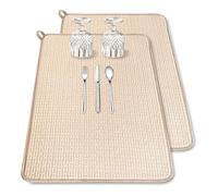 Kdouehg Paquete de 2 Alfombrillas de Secado de Platos Microfibra XXL Grandes, Escurridor de Platos Absorbente de 24 X 17,7 Pulgadas para Encimera de Cocina, Almohadilla para Secar Platos