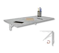 KDR Mesa Plegable de Pared 80 x 40 cm - Mesa abatible Multifuncional Ahorra Espacio, Escritorio Plegable o Mesa de Comedor para Cocina, Oficina o Estudio (Hormigón)