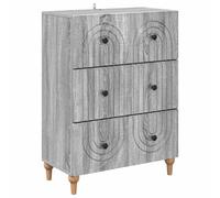 KDVXBCQJH Cajonera Sonoma gris 66 x 34,5 x 90 cm | Mueble auxiliar compacto con 3 cajones de madera, ideal para dormitorio, pasillo y salón.