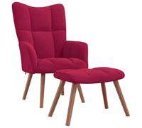 KDVXBCQJH Juego de 2 sillones de relax con taburete, color rojo vino | Acogedora silla de TV para sala de estar y dormitorio con acolchado de espuma suave y patas de madera elegantes.