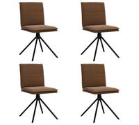 KDVXBCQJH Juego de 4 sillas de comedor, color marrón | Juego de 4 sillas tapizadas modernas con funda de microfibra suave, construcción de metal y madera resistente para comedor y