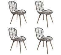 KDVXBCQJH Juego de 4 sillas de comedor de ratán, patas de madera, color | Cuatro elegantes sillas de mimbre natural con patas de madera resistentes para comedor, cocina y salón.