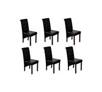 KDVXBCQJH Juego de 6 sillas de comedor, piel sintética, patas de madera | 6 sillas de cocina antiguas con respaldo ergonómico y patas de madera maciza para comedor, sala de estar y cocina.