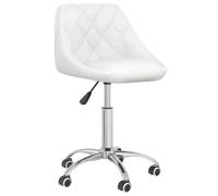 KDVXBCQJH Silla giratoria de piel sintética blanca con ruedas | Silla de comedor ergonómica y silla de escritorio en color blanco. Flexible giratorio 360° con ruedas para oficina en casa y