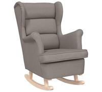 KDVXBCQJH Sillón mecedora de tela gris topo 74 x 90 x 102 cm | Silla ergonómica de lactancia y reposabrazos de poliéster y madera maciza para salón, dormitorio y oficina.