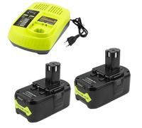 KEATFE 2 baterías de 5 Ah y cargador para dispositivos Ryobi One +, 18 V de ion de litio de repuesto para Ryobi RB18L40 RB18L50 RB18L15 BPL-1815 BPL-1820G BPL1820 BPL18151 P104 P105 P106 P1 107P 108