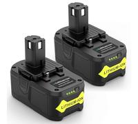 KEATFE Batería de repuesto para Ryobi One (2 unidades, 5000 mAh, 18 V, RB18L50, RB18L40, RB18L25, RB18L15, RB18L13, BPL-1815, BPL-1820G, BPL1820, con indicador LED)