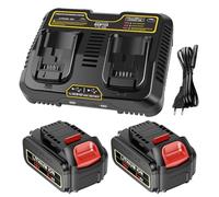 KEATFE Juego de 2 baterías y cargador de 5500 mAh para DeWalt, 18 V/20 V Max Li-Ion batería de repuesto compatible con DeWalt DCB204 DCB206 DCB180 DCB181 DCB182 DCB184 DCB201 Serie Herramientas