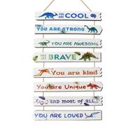 Keboyoe Cartel de Madera de Dinosaurio Letrero Personalizado Listones de Madera Decorativos Pared Detras Cama Colgable Cartel Dinosaurio con Citas Motivadoras Aplicable a Dormitorio Niño Niña