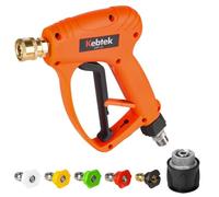 Kebtek Stubby - Pistola de lavado a presión giratoria de 5200 PSI compatible con Karcher K2-K7, pistola de espuma de nieve corta M22-14 mm con conector rápido de 1/4 pulgadas, 5 puntas de boquilla