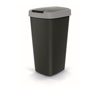 Keden Compacta Q - Cubo de basura con tapa abatible y abatible (25 L, plástico), color negro y gris