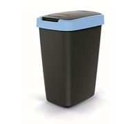 Keden Compacta Q Cubo de basura con tapa abatible y basculante de plástico de 12 l, para reciclaje, color negro y azul claro
