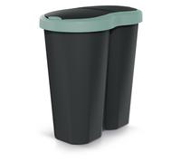 Prosperplast Keden Compacta R Duo 40 L Cubo de Basura de Plástico con Marco, Dos Tapas Independientes, Separación Higiénica de Residuos, para Oficina o Hogar (verde/negro)