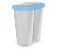 Keden Compacta R Duo cubo de basura 40L, 2 tapas, gris con borde azul