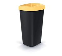KEDEN Cubo de reciclaje 25L plástico con práctica tapa abierta color amarillo.