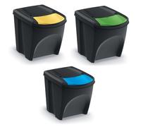 Keden Sortibox Juego de Cubos de Reciclaje Apilables (3, 25L)