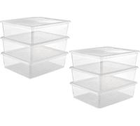 keeeper 2x Set Cajas de almacenaje 3x18 L, Plástico, Natural Transparent, 39 x 33.5 x 18 cm