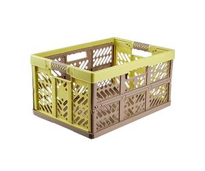 keeeper 4x Robustas Cajas Plegables con Mangos Suaves, 54 x 37 x 28 cm, 45 l, Ben, Verde/Marrón