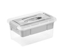 keeeper Caja Organizadora , 5 l, Asa Cómoda, Clips Prácticos, Inserto extraíble, Caja de almacenamiento, 19 x 29 x 14 cm, henri, Nordic Grey(Gris)