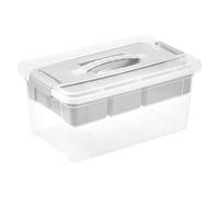 keeeper Caja Organizadora , 9 l, Cómoda asa, Prácticos clips, Inserto Extraíble, Caja de Almacenamiento, 23 x 35 x 17 cm, henri, Gris nórdico (Gris)