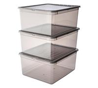 keeeper Cajas de almacenaje con Air Control System, Set de 3 unidades, 3 x 18 L, Bea, Transparente