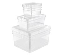 keeeper Cajas de Almacenaje con Sistema de Control de Aire, Set de 8, 3x 1,7 l, 2x 5,6 l, 3x 18 l, Bea, Transparente