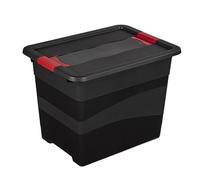 keeeper Contenedor de Transporte con Tapa y Cierre Deslizante, Extra Robusta, 39.5 x 29.5 x 30 cm, 24 l, Eckhart, Gris Grafito