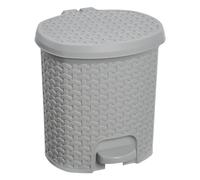 keeeper Cubo de basura/papelera polivalente, con tapa, diseño rattán, capacidad 5,5L, tamaño 22,5x24x26 color gris nórdico