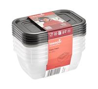 keeeper Fredo Set de 5 cajas con tapa para alimentos, 5 x 0,5 L, Gris cristal (Transparente) (Paquete de 6)