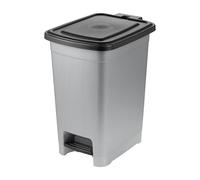 keeeper Papelera, 10 l, Fácil de Limpiar, Pedal para Apertura y Cierre Higiénicos, Cubo de Basura, 27 x 36,5 x 44 cm, olaf, Light Silver (Plata)