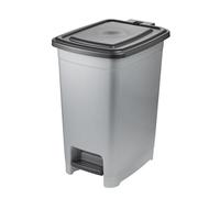 keeeper Papelera, 10 l, Fácil de Limpiar, Pedal para Apertura y Cierre Higiénicos, Cubo de Basura, 32 x 42 x 53 cm, olaf, Light Silver (Plata)