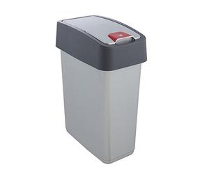 keeeper Papelera Premium con tapa abatible, Soft Touch, 10 l, Magne, Plateado (Light Silver)