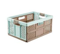 keeeper Robusta Caja Plegable con Mangos Suaves, 48,5 x 35 x 23,5 cm, 32 l, Lea, Azul/Marrón
