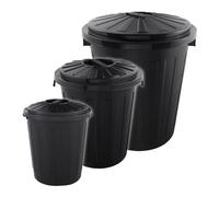Keeeper Set de 3 Cubos de Basura/papelera Polivalente Mats Plástico Resistente 7/23/50 Litros Grafito