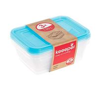 keeeper Set de 3 Fiambreras, 3 x 1,25 l, 20,5 x 15,5 x 6,5 cm, Fredo Fresh, Azul transparente