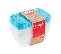 keeeper Set de 5 Fiambreras, 5 x 500 ml, 15,5 x 10,5 x 6 cm, Fredo Fresh, Azul transparente