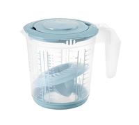 keeeper Set de jarra medidora 4 en 1, Con tapa antisalpicaduras y exprimidor de cítricos, Antideslizante, 1 L, Matteo, 14 x 14 x 15 cm, Azul Nordic
