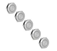 Keenso 5 Piezas de Interruptores de Botón de Reinicio Automático de Metal con Indicador LED para Vehículos Marinos, Automóviles y Camiones de 25 Mm (AC220V GREEN)