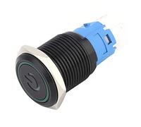 Keenso Interruptor de Botón de Metal con Bloqueo Automático - Diseño Impermeable con Clasificación IP65 con Lámpara LED - 2 Piezas para Uso Industrial - Acero Inoxidable 16 Mm (3-6VDC)