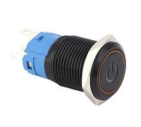 Keenso Interruptor de Botón de Metal con Bloqueo Automático - Diseño Impermeable con Clasificación IP65 con Lámpara LED - 2 Piezas para Uso Industrial - Acero Inoxidable 16 Mm (12 VCC)