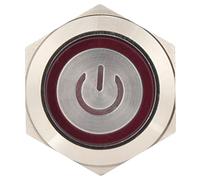 Keenso Interruptor de Botón Pulsador de Cabeza Plana Redonda, Resistente Al Agua IP65, Ideal para Uso Industrial, 12-24 VCC, 2 Unidades (rojo)