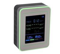 Keenso Medidor de Calidad del Aire 6 en 1 Probador Interior Inteligente con CO2 PM2.5 HCHO TVOC Temp Funciones Húmedas para Uso Doméstico Tamaño Compacto con Batería (negro + verde)